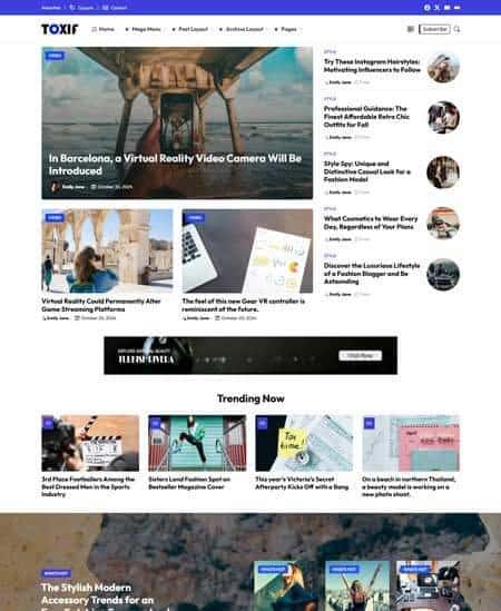 Página inicial de site de moda e tecnologia