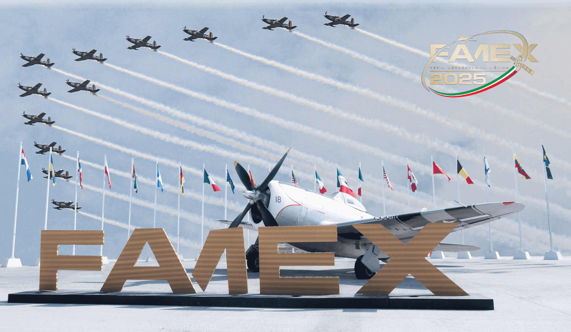 Aeroplanos em formação no evento FAMEX 2025.