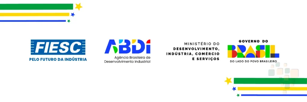 Logos da FIESC, ABDI e governo do Brasil.