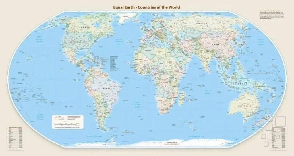 Mapa mundi com projeção Equal Earth.